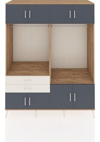 Resim Kronos Gardrop 7 Raflı 2 Çekmeceli 2 Askılı 176x59x221 Çam-antrasit/aytaşı Antrasit/aytaşı 