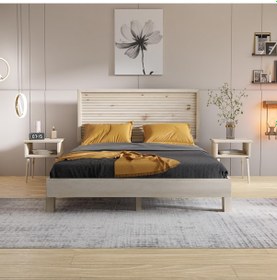 Resim Ebruli Model Vernikli Çam Ahşap Karyola-169 120 x 200 