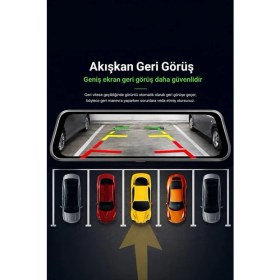 Resim Hsc Bilişim 2k Ekran Tam Dokunmatik 9.66” Dikiz Ayna Araç Içi Kamera (1080P Arka) 