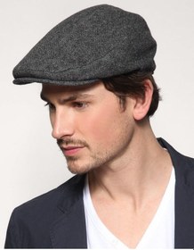 Resim Kışlık Kaşe Şapka Yün Düz Renk Spor London Kasket -füme Çizgili Koyu Gri 