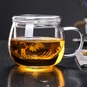 Resim 1 adet 380ml/12.85oz Kapaklı ve Ayracı ile Cam Çay Bardağı - Tekrar Kullanılabilir, Dondurucuda Kullanılabilir, Sıcak ve Soğuk İçecekler için İdeal, Ofis ve Ev Kullanımı için Mükemmel, İçecek Konteyneri | Modern Estetik | Dayanıklı Cam 