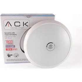 Resim Ack 18w 6500k Sensorlu Led Tavan Armaturu Acil Kitli Beyaz 