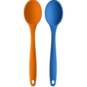 Resim Kitchen Design Lab Büyük Boy Yanmaz Yapışmaz Silikon Kaşık Turuncu Ve Mavi Kaşık 2 Adet 27 CM 