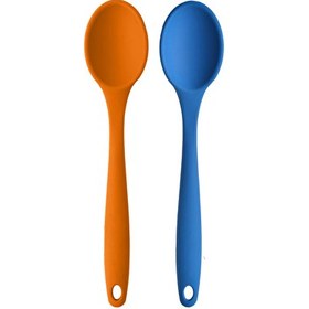 Resim Kitchen Design Lab Büyük Boy Yanmaz Yapışmaz Silikon Kaşık Turuncu Ve Mavi Kaşık 2 Adet 27 CM 