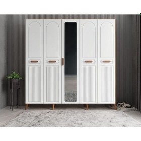 Resim Violin Membran 5 Kapaklı Portmanto Montaj Dahil Cevi Beyaz 175 Cm 