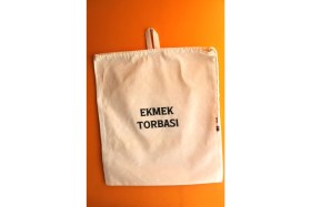 Resim Emtory Home Büyük Boy Dekoratif Boncuklu Büzgülü Askılı Keten Ekmek Torbası 50X40CM 