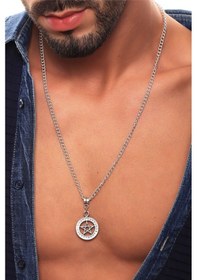 Resim Erkek Antik Gümüş Kaplama Pentagram Kolye N11.13413 Gümüş 