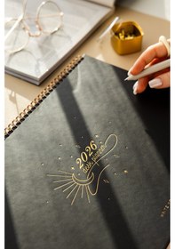 Resim 2026 Haftalık Spiralli Masaüstü Planlayıcı 24x34 Cm - Desk Planner Siyah Siyah 
