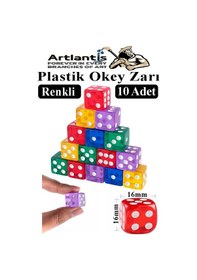 Resim Okey Zarı 10 Adet Renkli Oyun Zarı Plastik Akrilik 16 Mm Şeffaf Zar Masa Oyunları Zarı Eğlence 