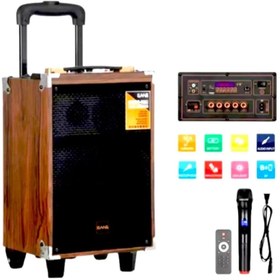 Resim ErginGroup Baab B-Q8 Taşınabilir Ahşap Şarjlı Bluetooth Hoparlör Rms 8 inc Müzik Çalar Ses Sistemi 40 Watt 