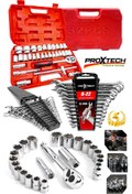 Resim PROXTECH Profesyonel Büyük Parlak 44 Parça Chrom Vanadıum Cırcırlı Lokma Takımı 12 Parça Kombin Anahtar Set 
