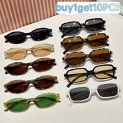 Resim 10 Adet Kadın/Erkek Oval ve Dikdörtgen Çerçeve Retro Minimal Günlük Şık Renkli Y2K Aksesuar Gözlük, Çoklu Stil, Her Türdeki Yuza Uygun Parti Okul Alışveriş 