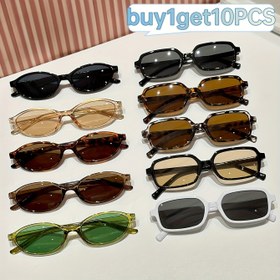 Resim 10 Adet Kadın/Erkek Oval ve Dikdörtgen Çerçeve Retro Minimal Günlük Şık Renkli Y2K Aksesuar Gözlük, Çoklu Stil, Her Türdeki Yuza Uygun Parti Okul Alışveriş 