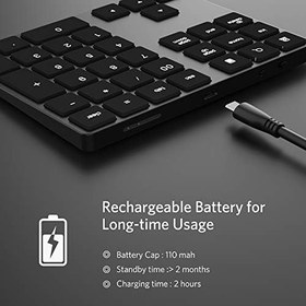 Resim Genel Kablosuz Sayısal Klavye Alüminyum 34 Anahtar BT Klavye Windows/iOS/Android için Dahili Pil Tuş Takımı (Siyah) 