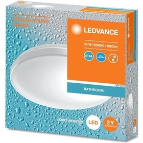 Resim Ledvance 24w Ses Sensörlü Led Plafonyer 6500k Beyaz Işık 32,5 Cm Tavan Armatür Beyaz 