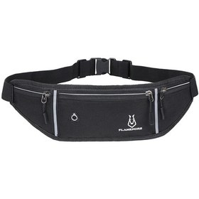 Resim Fosenze Slim Siyah Outdoor Spor Bel Çantası - Su Geçirmez, Kulaklık Delikli, Mini Telefon Çantası Unisex Siyah 