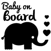 Resim Kıvırcıkyoga Arabada Bebek Var Fil Oto Motor Laptop Duvar Folyo Sticker 15 X 13 