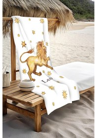 Resim Dijital Baskı Plaj Deniz Havlusu Aslan Burcu Desenli Peştamal Hvl0035 Renkli 