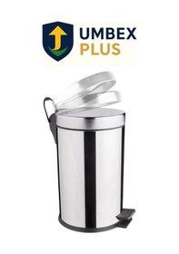 Resim 30 Litre Krom, Metal Paslanmaz Çöp Kovası Çöp Kutusu Pedallı Amortisörlü Kapak Gümüş 