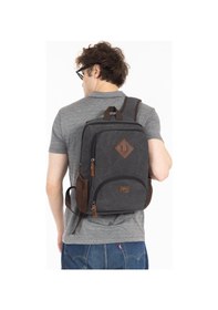 Resim Unisex 14 İnç Laptop Bölmeli Su Geçirmez Kanvas Sırt Çantası Siyah 