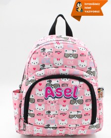 Resim Hevi Kids HeviKids Kişiye Özel İsimli Anaokulu Çantası - Pembe Kitty | 3-15 Yaş Çocuk Sırt Çantası 