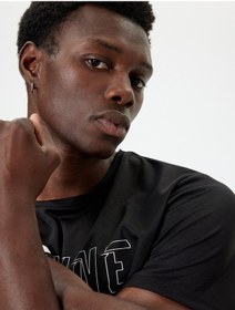 Resim Koton Spor Tişört Slogan Baskılı Bisiklet Yaka Kısa Kollu Siyah 5wam10022nk Siyah 