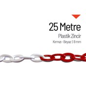 Resim İleri Trafik Plastik Zincir 8mm Kırmızı-Beyaz 25 m 