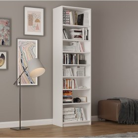 Resim Asra Trend %100 Mdflam Beyaz Kitaplık K-01 