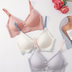 Resim 3'lü Dikişsiz Jelly Lateks Kadın İç Giyim Seti, Hafif Telsiz, Küçük Göğüs Tasarımı için Uygun, Sütyen 