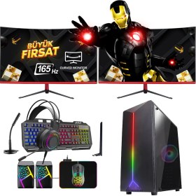 Resim Ramtech RG540-1080 M165 Duo İ5-4570 16GB Ram 480GB SSD RX550 23,6inç Curved Monitör Oyuncu Pc 