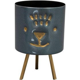 Resim Hayvan Desenli Ayaklı Saksı Mavi Y 11cm 