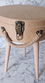 Resim Bengi Ticaret Hobi 90190 Adn Bavul Yuvarlak Fiskos Sehpa Ham Ahşap Mdf Kutuda Sevk El Yapım 