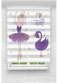 Resim Perdecizade Enxboy Balerin Kız Dijital Baskılı Zebra Perde-cocuk Odası-stor Perde Renkli 