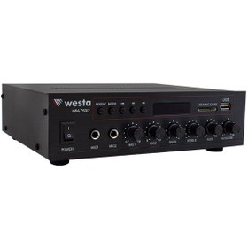 Resim WESTA WM-750U 80W MİNİ 100V/70V/4-16 OHM USB/SD/BLUETOOTH/ UK-2 MİK.GİRİŞ TRAFOLU ANFİ 