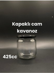Resim 425cc Kapaklı Cam Kavanoz Şeffaf 