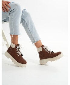 Resim Lmç-2045 Kahverengi Süet Bağcıklı Kalın Taban Kadın Günlük Bot Diğer 