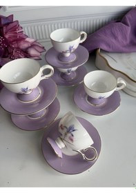 Resim Türk Kahve Fincanı Iris 6 Kişilik 12 Parça Renkli 