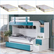 Resim Setaymobilya Ranza, Defne Mdf Mebran Turkuaz Yavrulu Ranza + 3 Comfort Yatak 