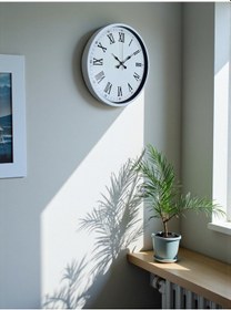 Resim 36 Cm Beyaz Dekoratif Duvar Saati Beyaz - Metal 