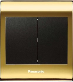 Resim Viko Panasonic Thea Blu İkili Anahtar, Çerçeve Gold+dore, Kapak Siyah 