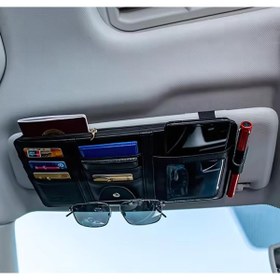 Resim Polham Organizer Güneşlik Araç Cüzdanı, Telefon Tutucu, Gözlük, Kartlık, Kimlik, Para, Kalem Tutucu 