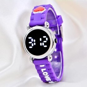 Resim Mor Silikon Kordon (04-09 Yaş) Takvimli Şirin Led Ekran Küçük Çocuk Kol Saat ST-304156 