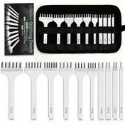 Resim 10 adet Deri Dikiş Deliği, Çoklu Boyutlar Beyaz Çelik 1/2/4/6 Prong Deri Çekiç ile Depolama Çantası için DIY Craf 