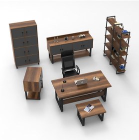 Resim L'occi Concept March Abcdef Metal Ofis 6'lı Büro Masa Takımı Barok 