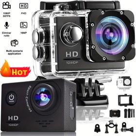 Resim OURLIFE 1080P HD Spor Kamerası, 5.08cm LCD Ekran, Geniş Açı Lens & Balık Gözü Görünümü, Otomatik Pozlama, Şarj Edilebilir Pil, Montaj Braketi - Bisiklet, Yürüyüş, Dış Maceralar İçin İdeal (Siyah), Macera Ekipmanı, Şık Tasarım, Dayanıklı Yapı 