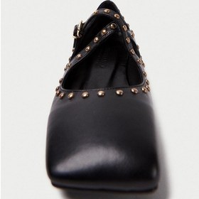 Resim Mubiano Hakiki Deri Collection Kadın Bant Detaylı Zımba Detaylı Babet Siyah - Mcsr1005 - S Siyah 