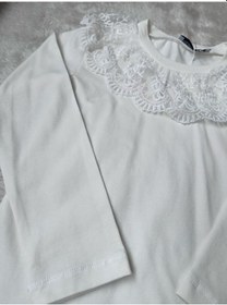 Resim Bebe Yaka Pamuklu Kaşkorse Kız Çocuk Uzun Kol Body Nişan, Düğün, Bayram, Doğum Günü Beyaz 
