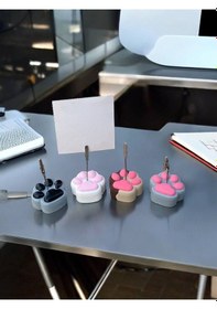 Resim Pembe Sevimli Kedi Patileri Fotoğraf Not Tutacak Seti 4lü Pati Ofis Masası Hediyelik Renkli 