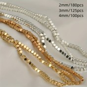 Resim 2mm 180 adet/3mm 125 adet/4mm 100 adet 15 inç Parlak Hematit Küp Şekilli DIY Takı Yapımı Bileklik Boncukları 