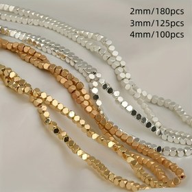 Resim 2mm 180 adet/3mm 125 adet/4mm 100 adet 15 inç Parlak Hematit Küp Şekilli DIY Takı Yapımı Bileklik Boncukları 
